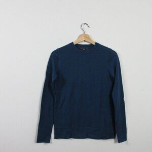 Club Monaco Womens 100% Merino Wool Sweater Top XS Luxury Blue Crew Neck 152